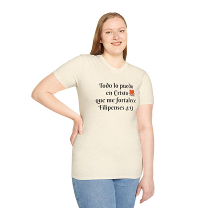 Unisex Softstyle T-Shirt - Filipenses 4:13 - Todo lo puedo en Cristo que me fortalece
