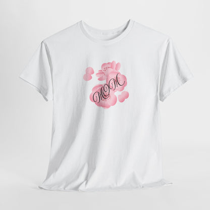 Stylish Mom Lettering with Pink Flowers - Heavy Cotton Tee