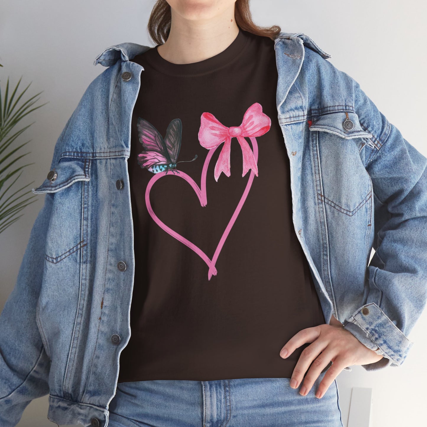 Unisex Heavy Cotton Tee Heart & Butterfly