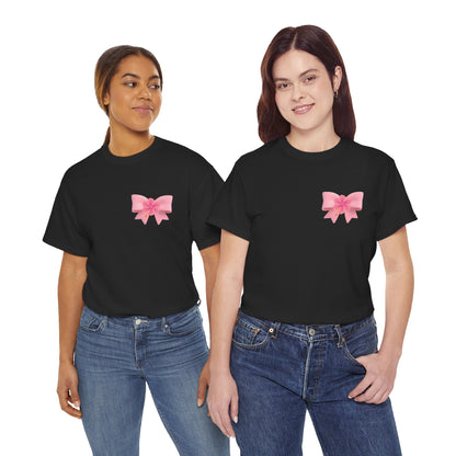Cute Pink Bow with Flower Accent - Heavy Cotton Tee