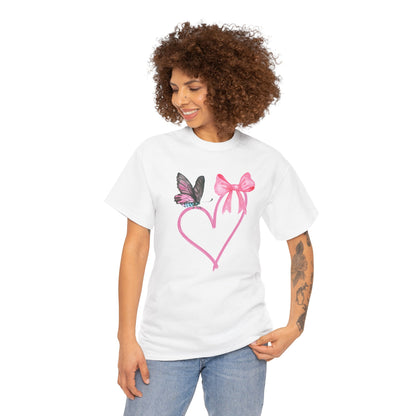 Unisex Heavy Cotton Tee Heart & Butterfly