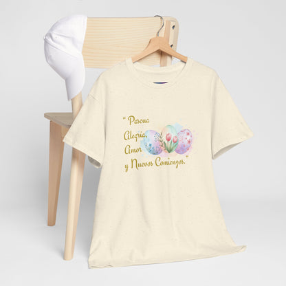 Unisex Heavy Cotton Tee - Easter, Joy, Love, & New Beginnings (Spanish Version)