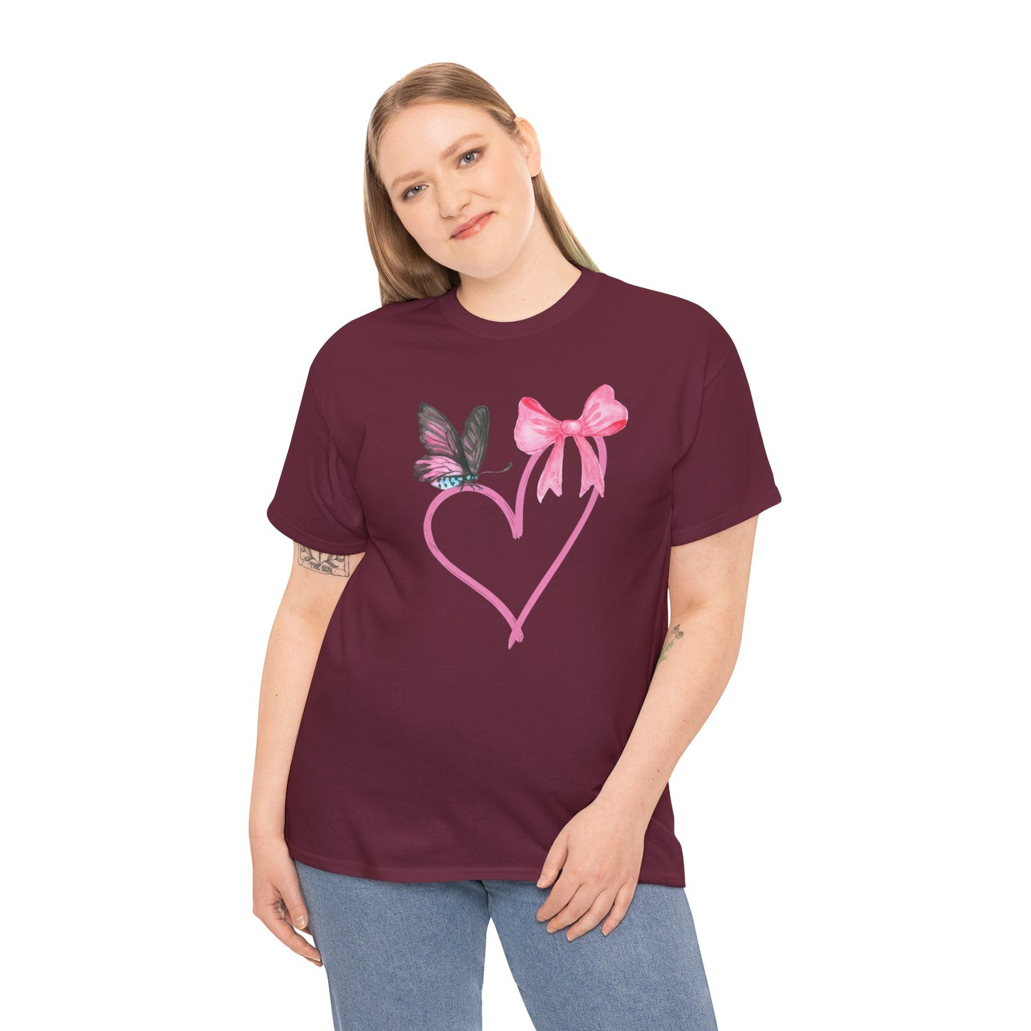 Unisex Heavy Cotton Tee Heart & Butterfly