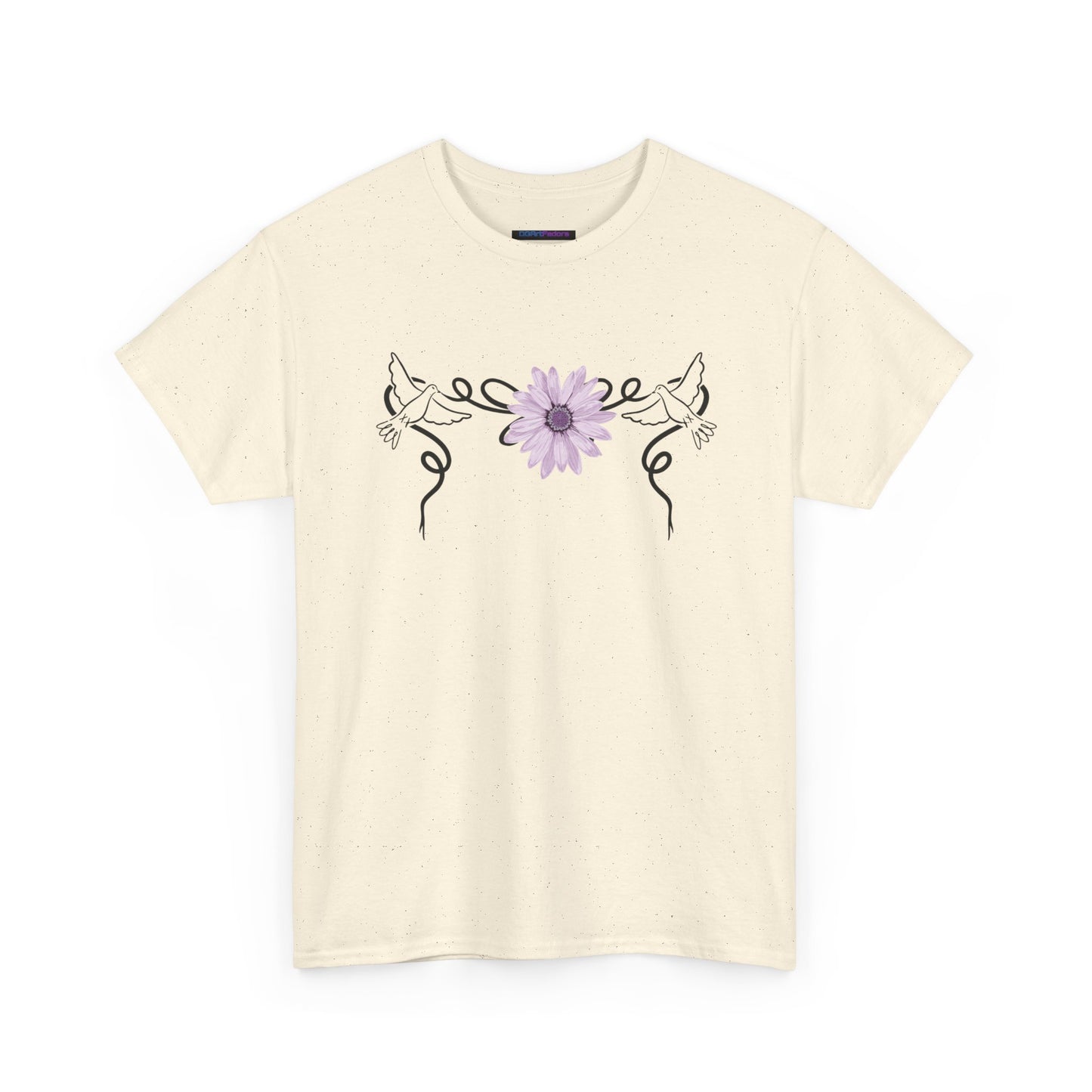 Unisex Heavy Cotton Tee - Doves with Flower