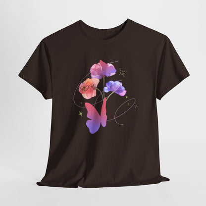 Dreamy Watercolor Flowers & Butterfly - Heavy Cotton Tee