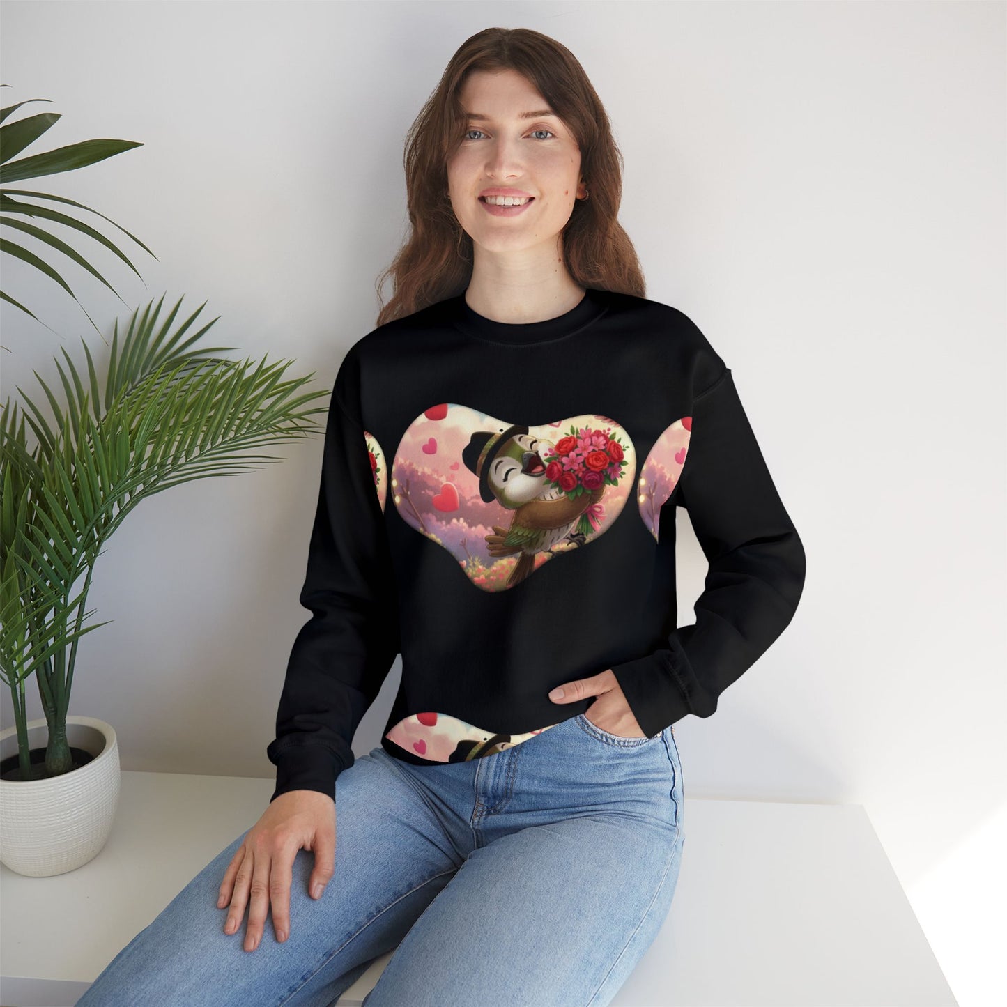 Unisex Heavy Blend Crewneck Sweatshirt San Valentin heart with ciguita.