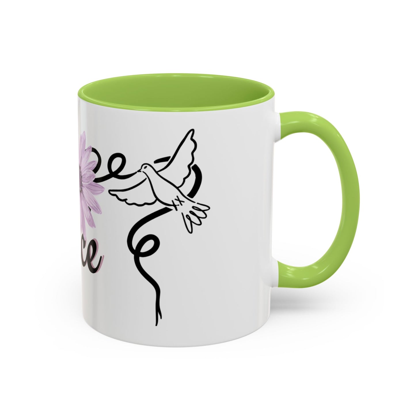 Accent Coffee Mug - Doves with Flower & Peace
