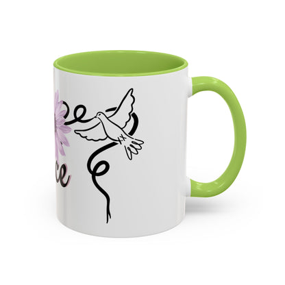 Accent Coffee Mug - Doves with Flower & Peace