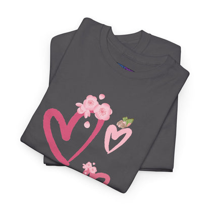 Unisex Heavy Cotton Tee Hearts Adorned
