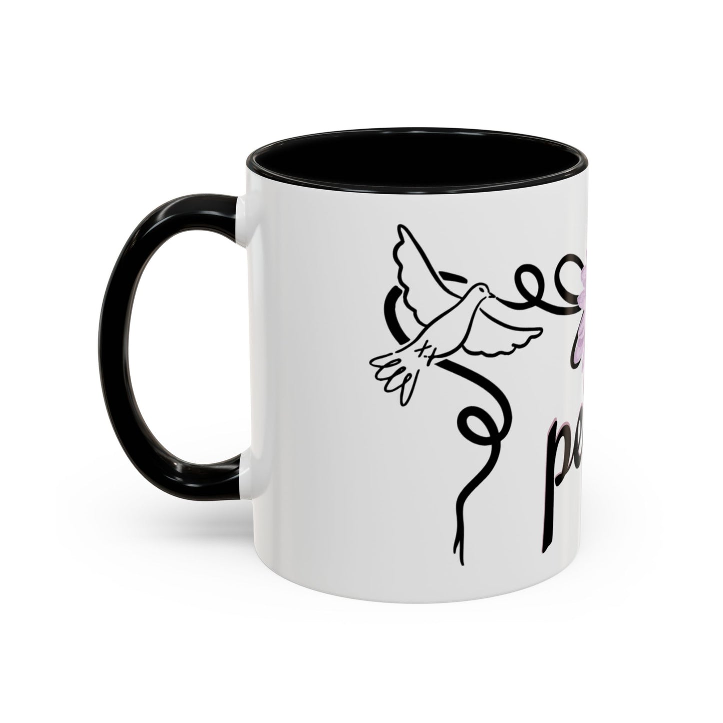 Accent Coffee Mug - Doves with Flower & Peace