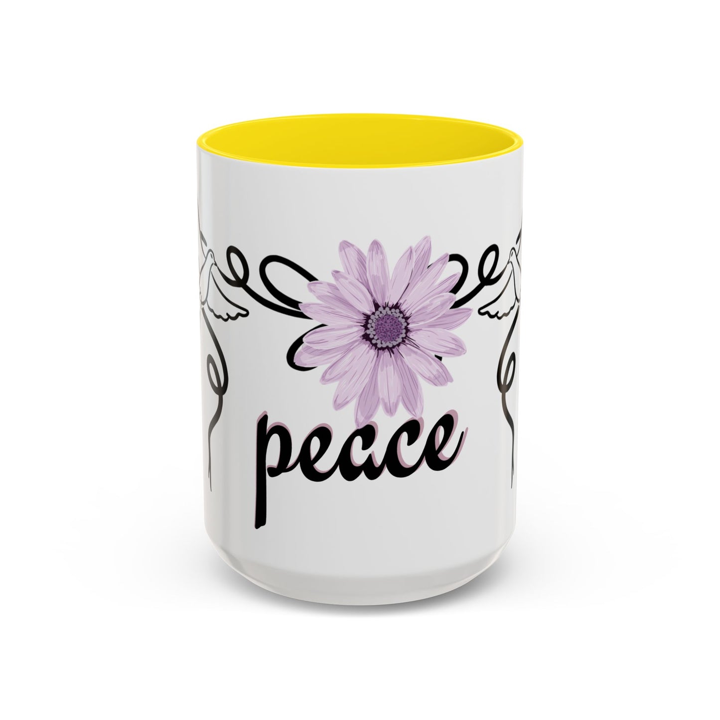 Accent Coffee Mug - Doves with Flower & Peace