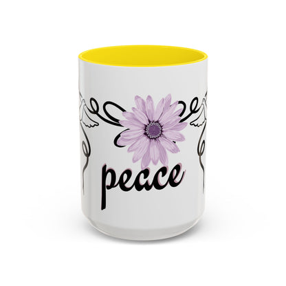 Accent Coffee Mug - Doves with Flower & Peace