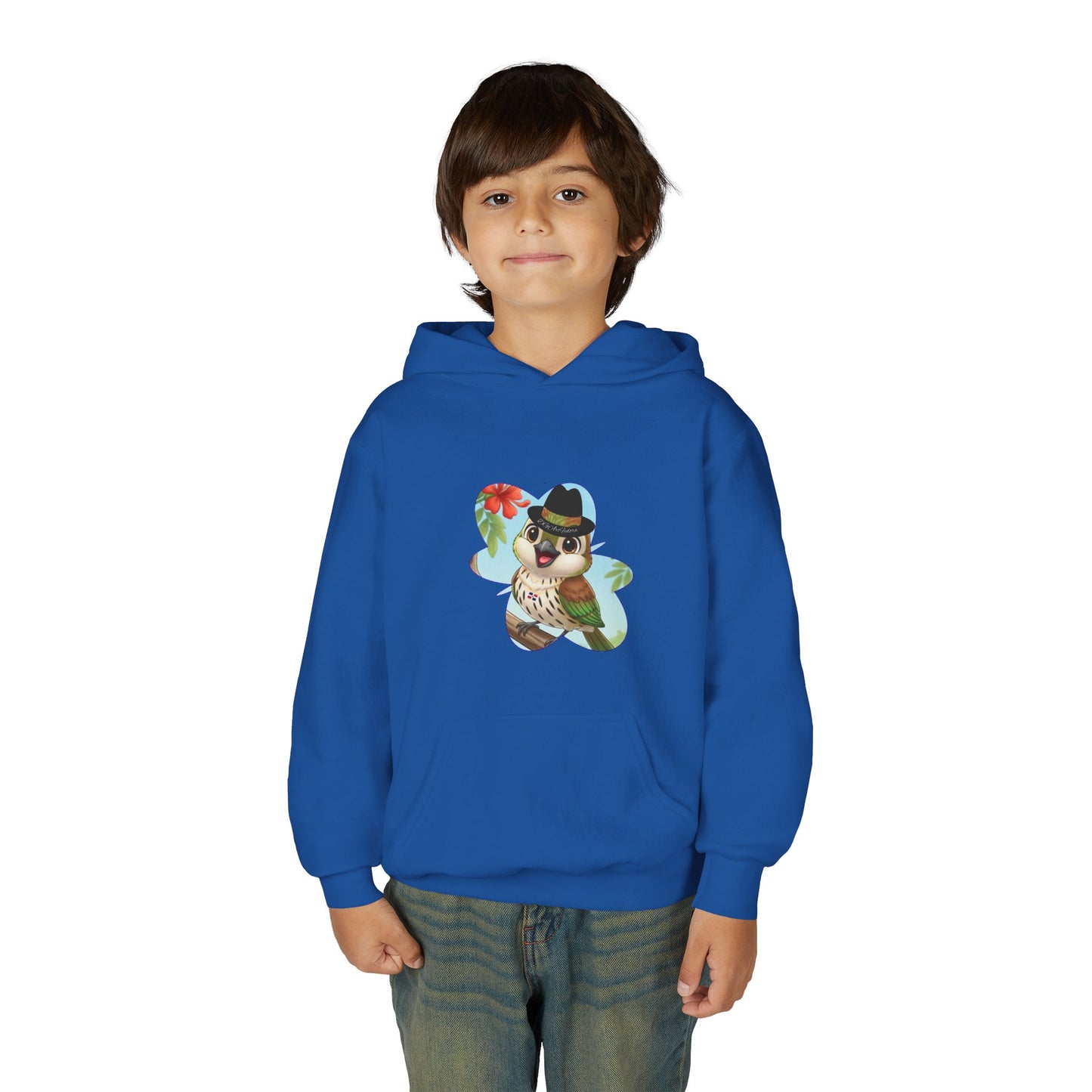 Youth Heavy Blend Hooded Sweatshirt Cigüita the Palmchat