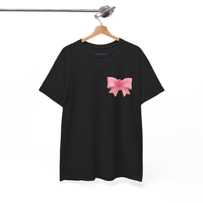 Cute Pink Bow with Flower Accent - Heavy Cotton Tee