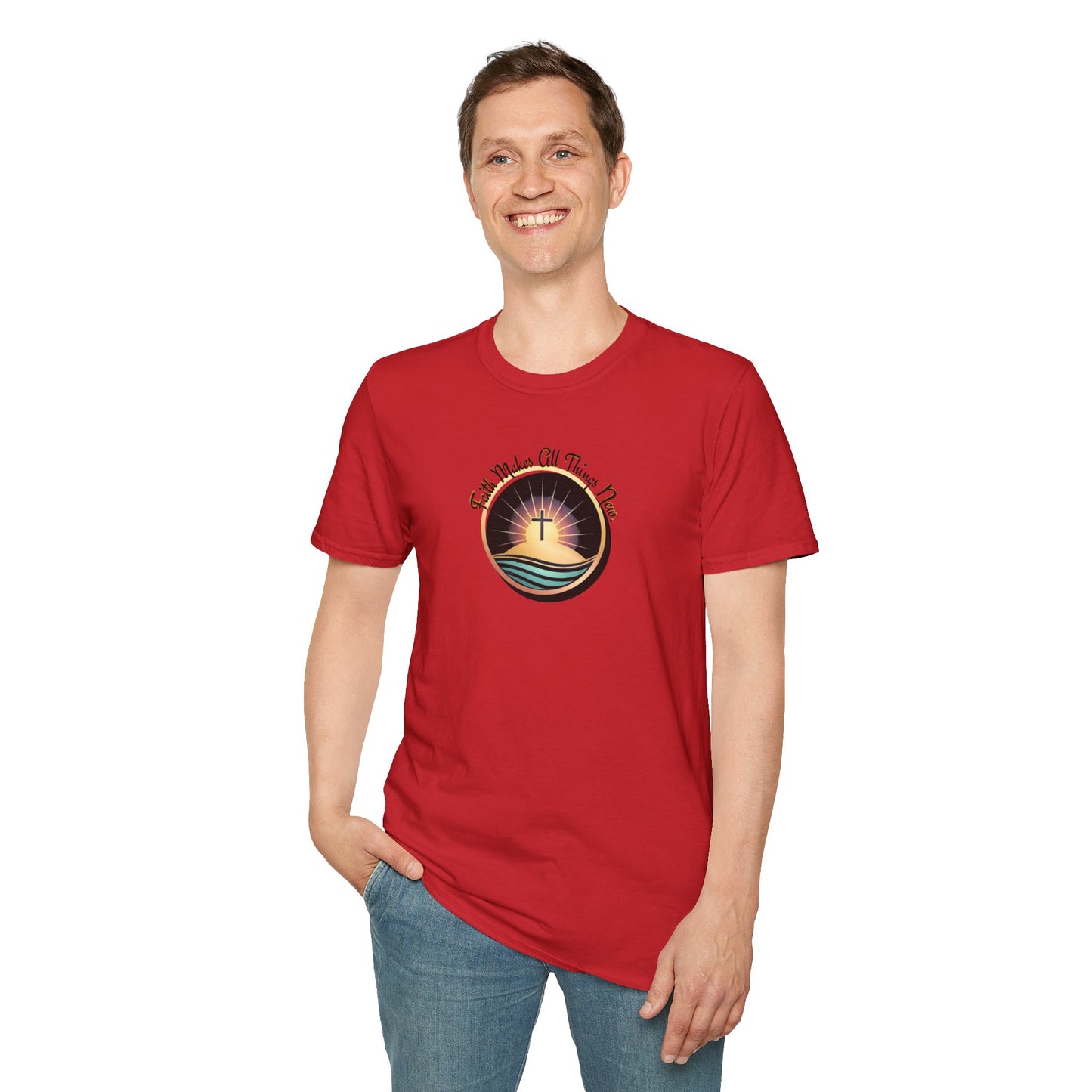 Unisex Softstyle T-Shirt - Shining Cross, Faith Makes All Things New