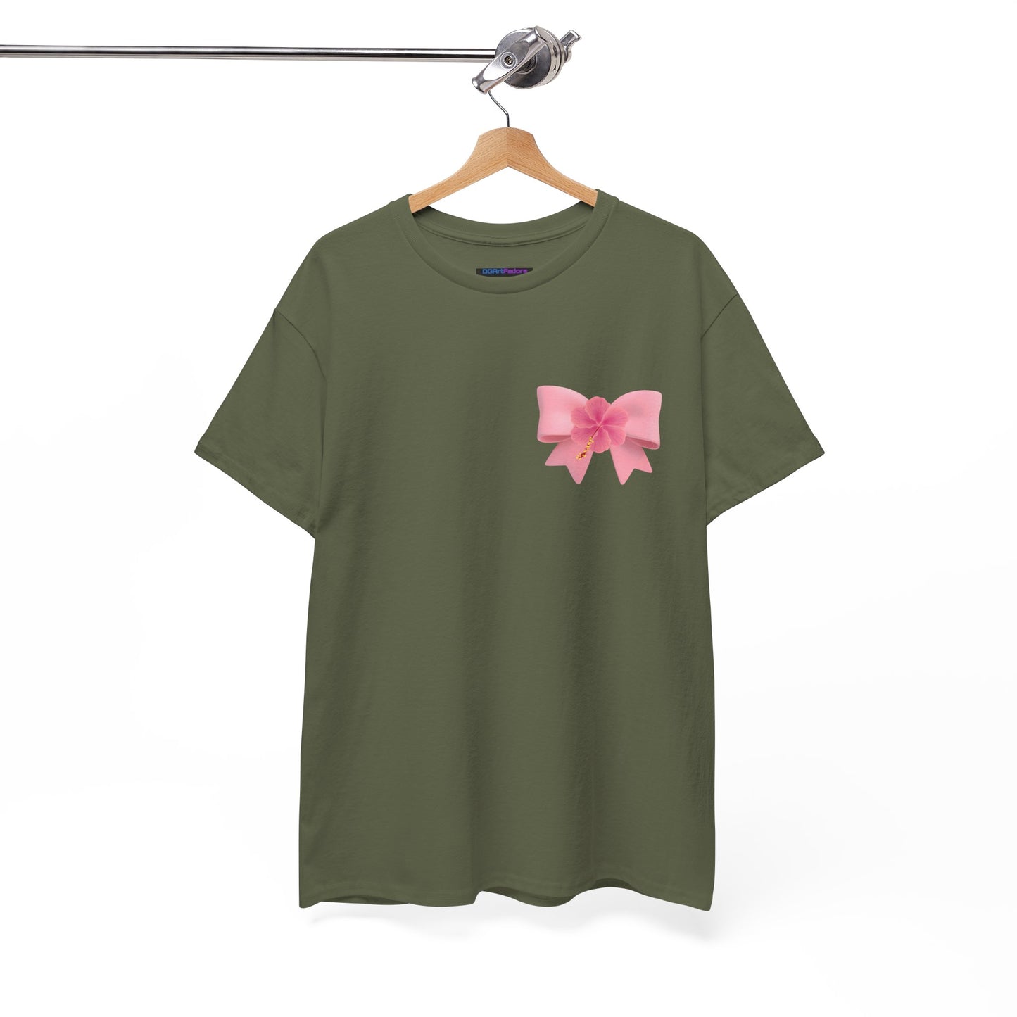 Cute Pink Bow with Flower Accent - Heavy Cotton Tee