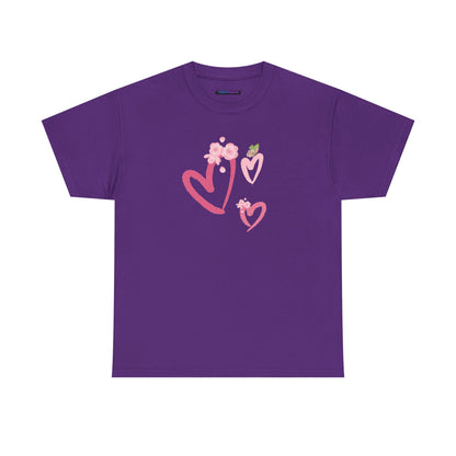 Unisex Heavy Cotton Tee Hearts Adorned
