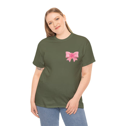 Cute Pink Bow with Flower Accent - Heavy Cotton Tee