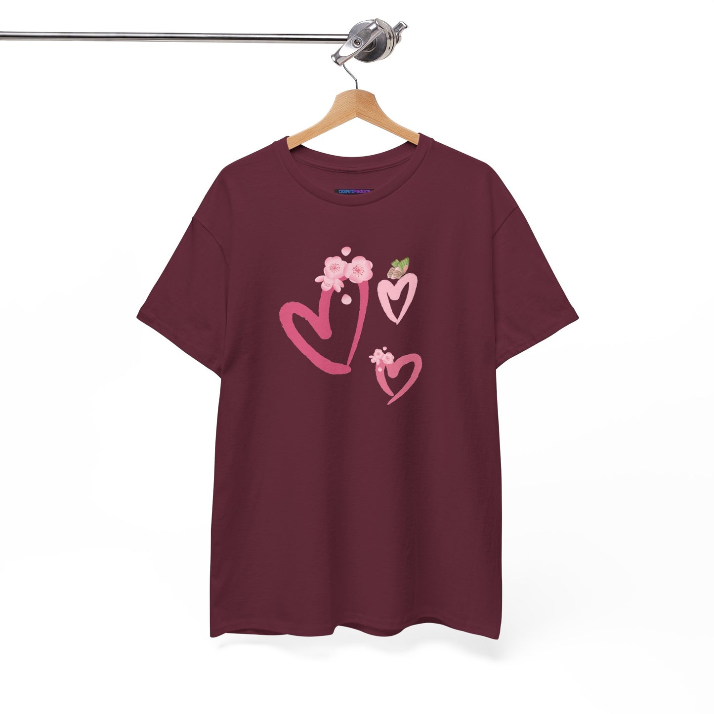 Unisex Heavy Cotton Tee Hearts Adorned