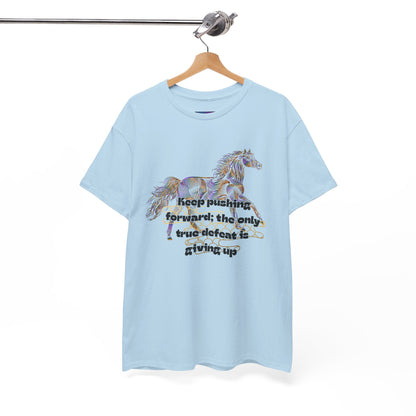 Unisex Heavy Cotton Tee Horse with a Quote Inspiring Success