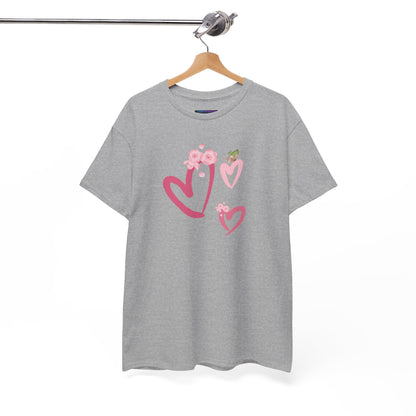 Unisex Heavy Cotton Tee Hearts Adorned