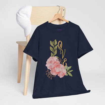 Floral “Love” Design - Unisex Heavy Cotton Tee