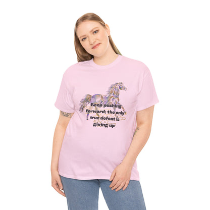 Unisex Heavy Cotton Tee Horse with a Quote Inspiring Success