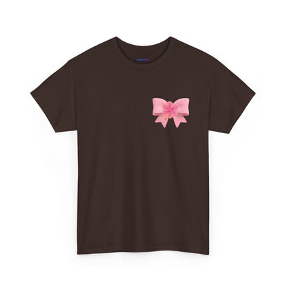 Cute Pink Bow with Flower Accent - Heavy Cotton Tee