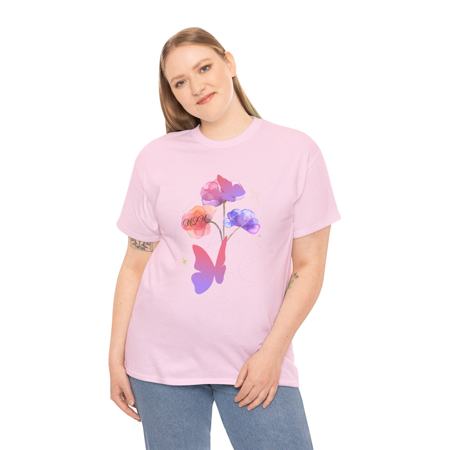 Dreamy Watercolor Flowers & Butterfly - Heavy Cotton Tee
