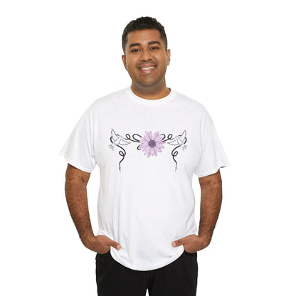 Unisex Heavy Cotton Tee - Doves with Flower