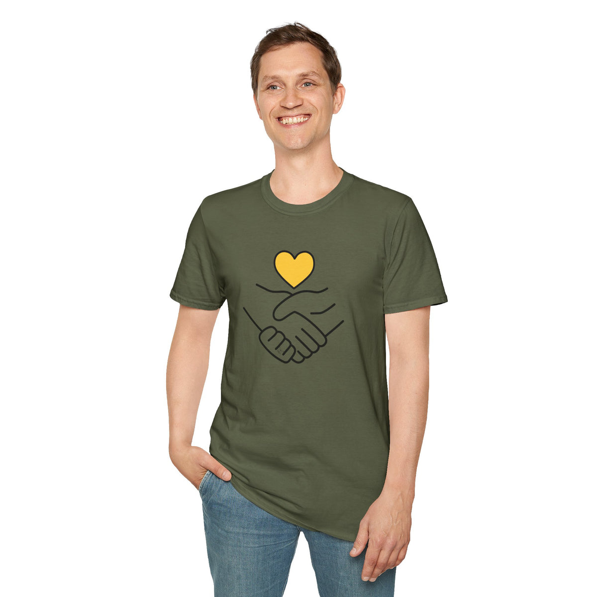 Unisex Softstyle T-Shirt Clasped Hands with Heart