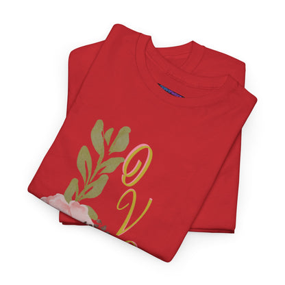 Floral “Love” Design - Unisex Heavy Cotton Tee
