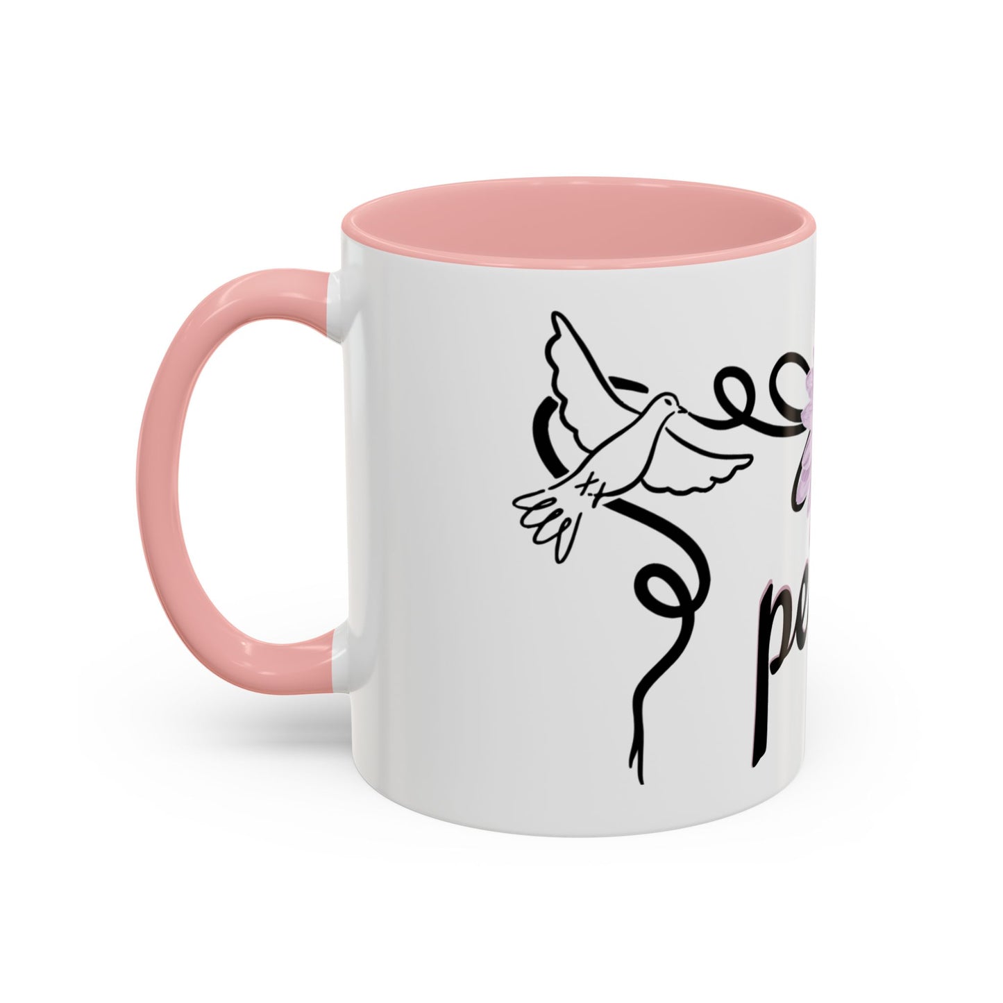 Accent Coffee Mug - Doves with Flower & Peace