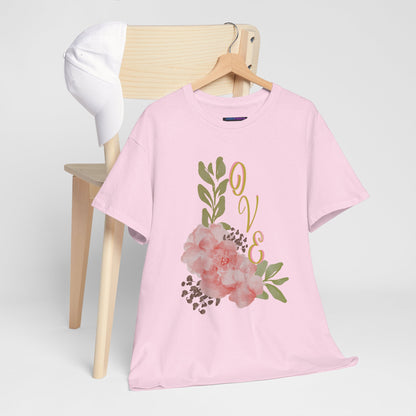 Floral “Love” Design - Unisex Heavy Cotton Tee
