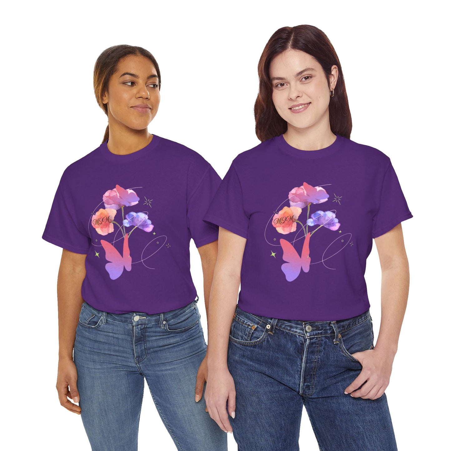 Dreamy Watercolor Flowers & Butterfly - Heavy Cotton Tee
