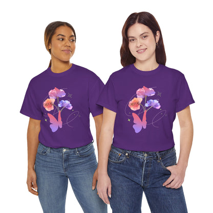 Dreamy Watercolor Flowers & Butterfly - Heavy Cotton Tee