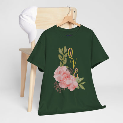 Floral “Love” Design - Unisex Heavy Cotton Tee