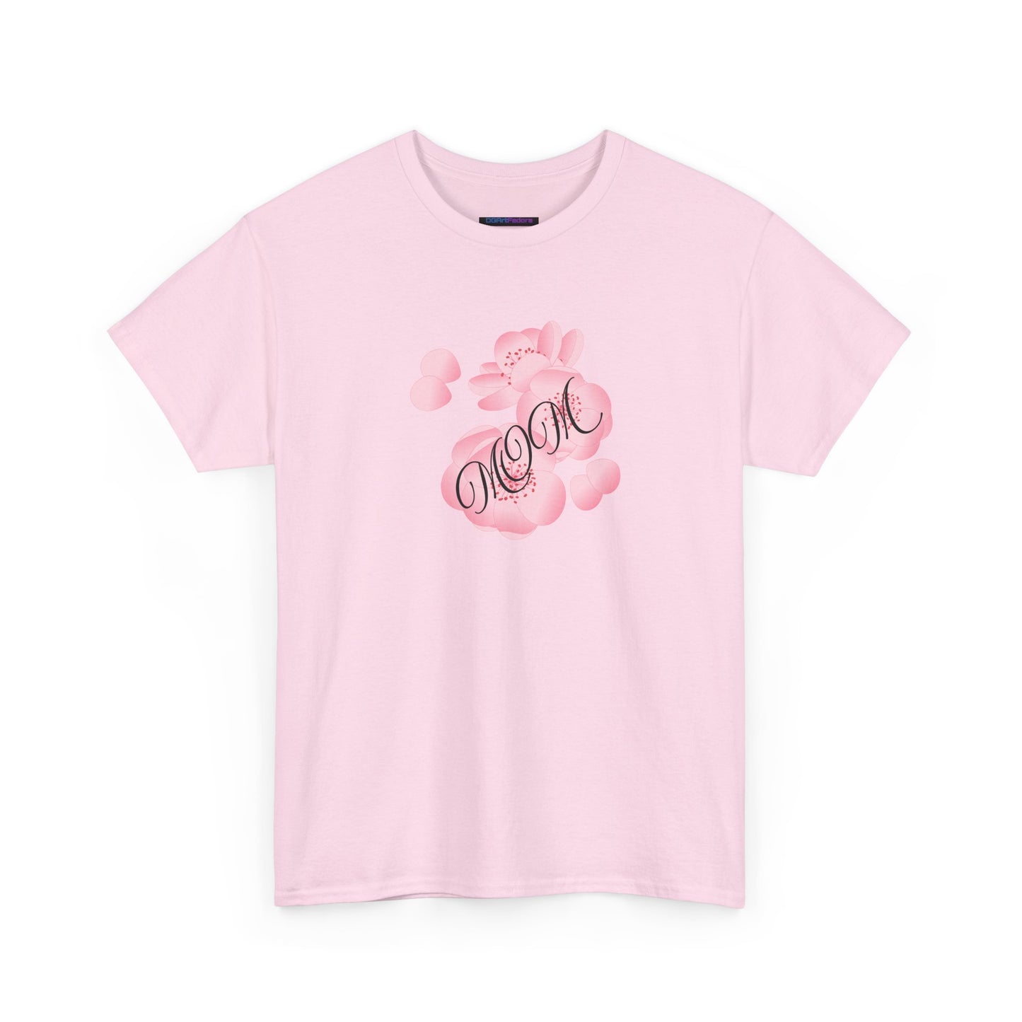 Stylish Mom Lettering with Pink Flowers - Heavy Cotton Tee