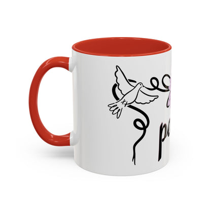 Accent Coffee Mug - Doves with Flower & Peace