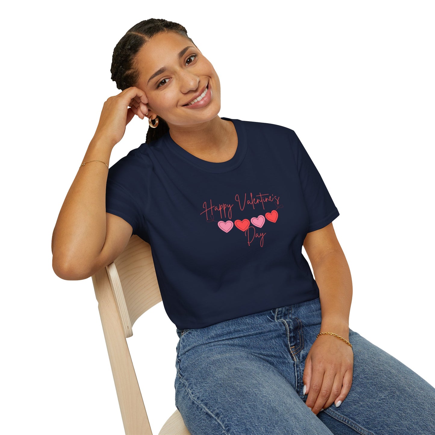 Unisex Softstyle T-Shirt Happy Valentine's Day Four Hearts