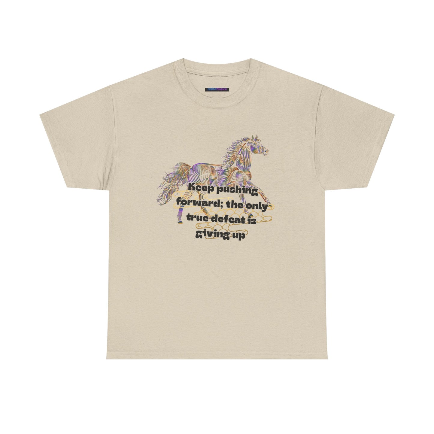 Unisex Heavy Cotton Tee Horse with a Quote Inspiring Success