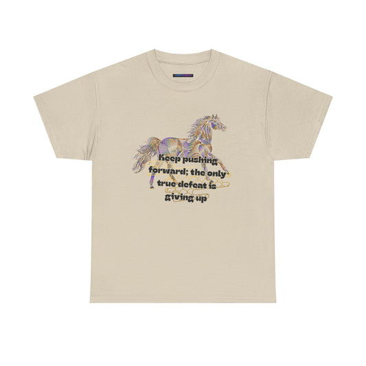 Unisex Heavy Cotton Tee Horse with a Quote Inspiring Success