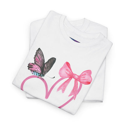 Unisex Heavy Cotton Tee Heart & Butterfly