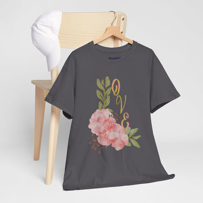 Floral “Love” Design - Unisex Heavy Cotton Tee