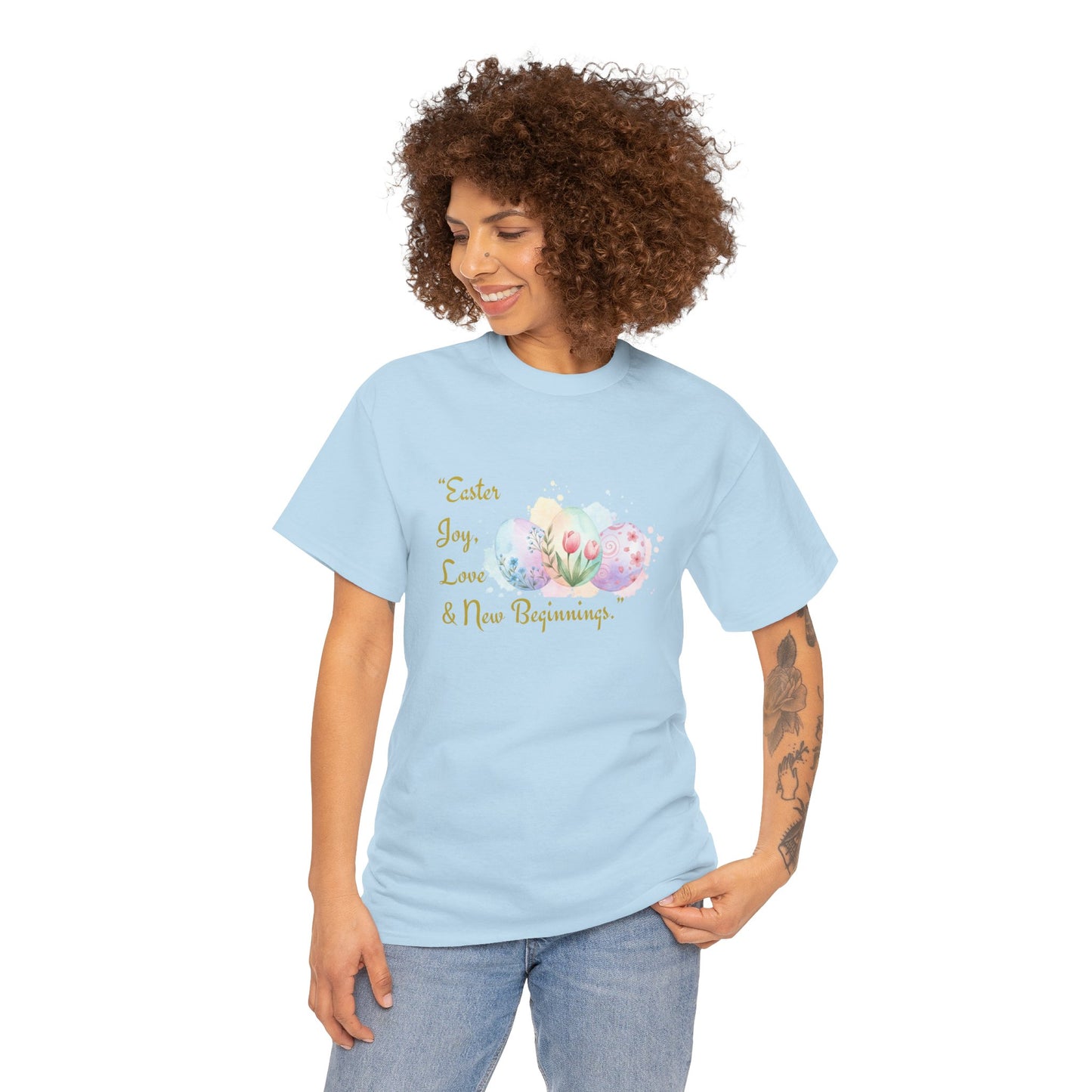 Unisex Heavy Cotton Tee - Easter, Joy, Love, & New Beginnings