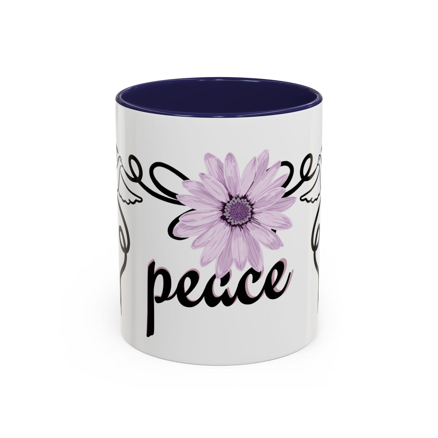 Accent Coffee Mug - Doves with Flower & Peace