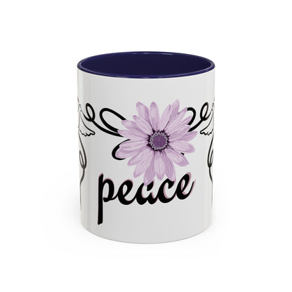 Accent Coffee Mug - Doves with Flower & Peace