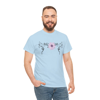 Unisex Heavy Cotton Tee - Doves with Flower