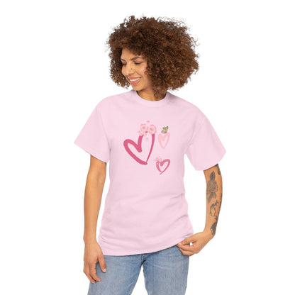 Unisex Heavy Cotton Tee Hearts Adorned