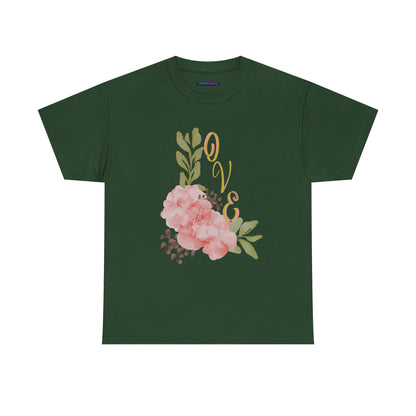 Floral “Love” Design - Unisex Heavy Cotton Tee